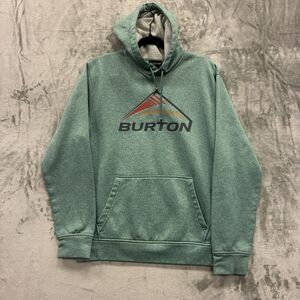 Men's M Burton Green Hoodie Pullover Snowboard Outdoor Hooded Hiking Logo